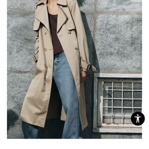 Zara Tan Trench Coat Classic Design